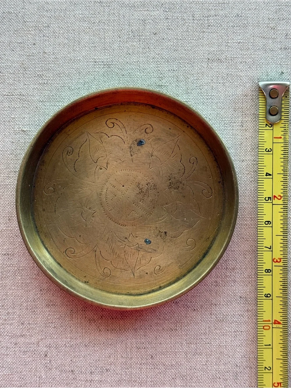 Vintage Engraved Brass Trinket Dish | Made in China | 4”